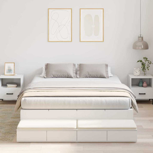 Struttura letto con contenitore Bianco 140 cm Legno multistrato | homemem39