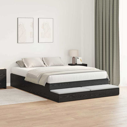 Struttura letto con contenitore con cassetto Rovere nero - homemem39