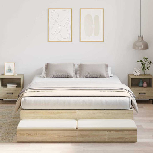 Struttura letto con contenitore con cassetto Rovere Sonoma - homemem39