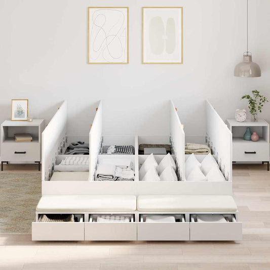 Struttura letto con contenitore Bianco 150 cm Legno multistrato