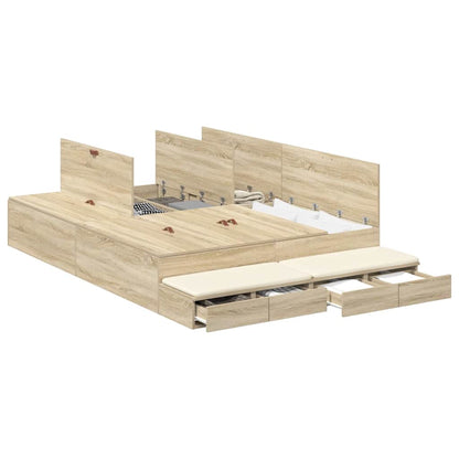 Struttura letto con contenitore Rovere Sonoma 150 cm | homemem39
