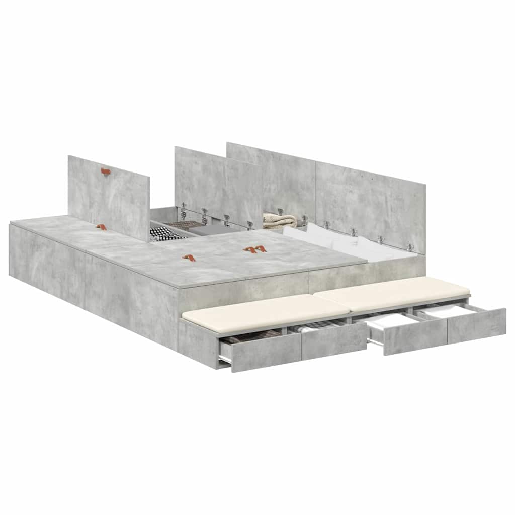 Struttura letto con contenitore con cassetto Grigio cemento - homemem39