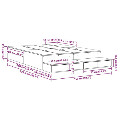 Struttura letto con contenitore con cassetto Rovere fumé - homemem39