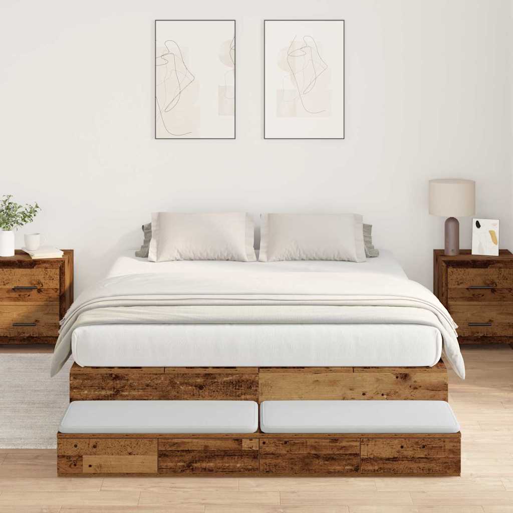 Struttura letto con contenitore Legno vecchio 150 cm | homemem39