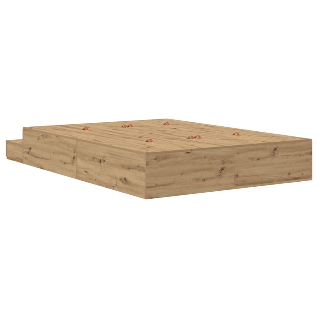 Struttura letto con contenitore Rovere artigianale 150 cm | homemem39