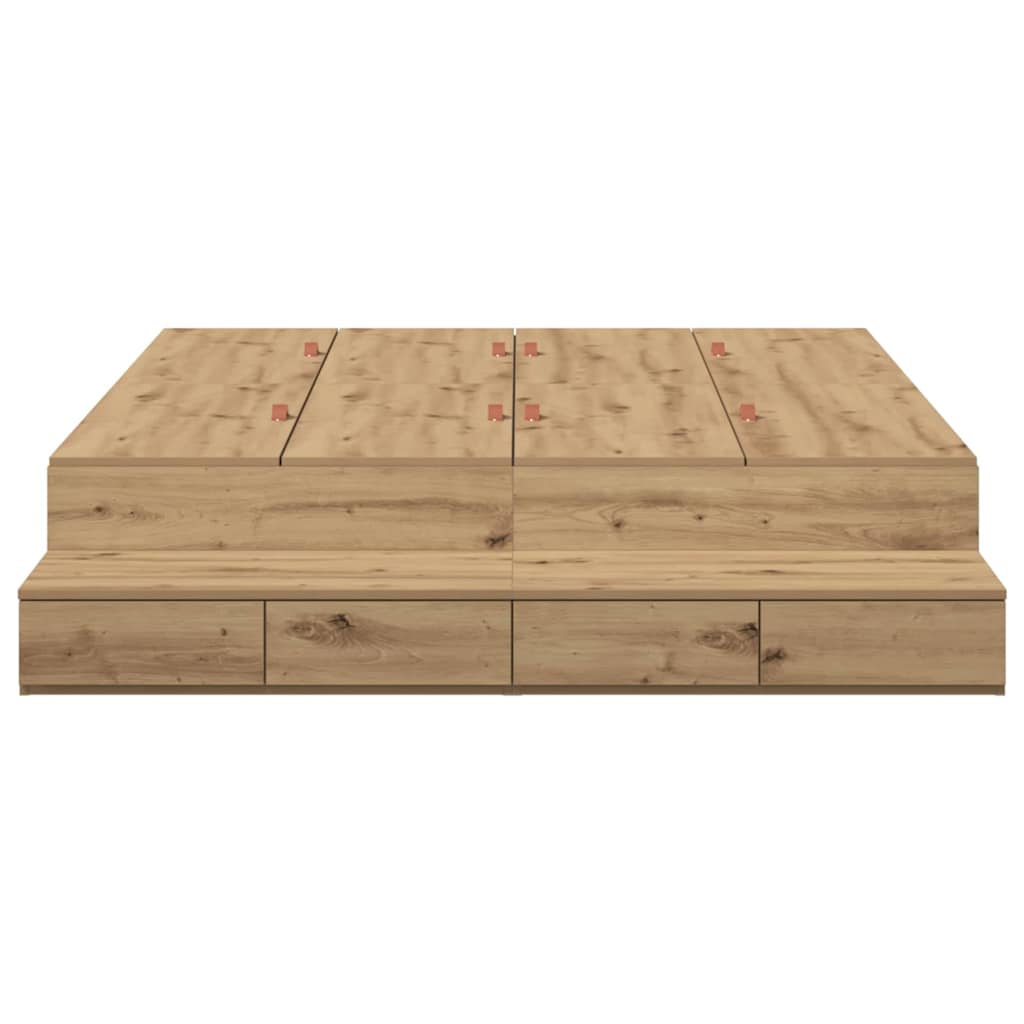 Struttura letto con contenitore Rovere artigianale 150 cm | homemem39