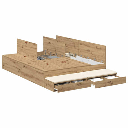 Struttura letto con contenitore Rovere artigianale 150 cm | homemem39