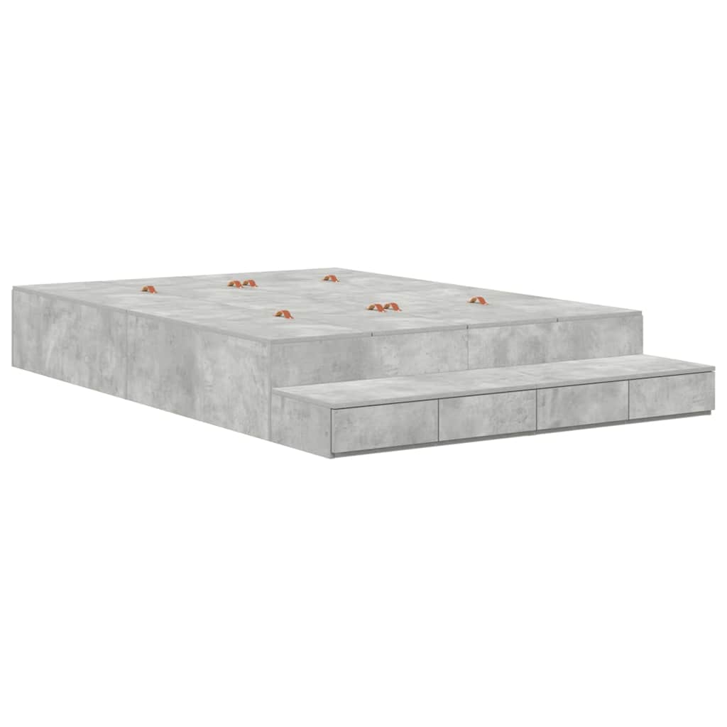 Struttura letto con contenitore con cassetto Grigio cemento - homemem39