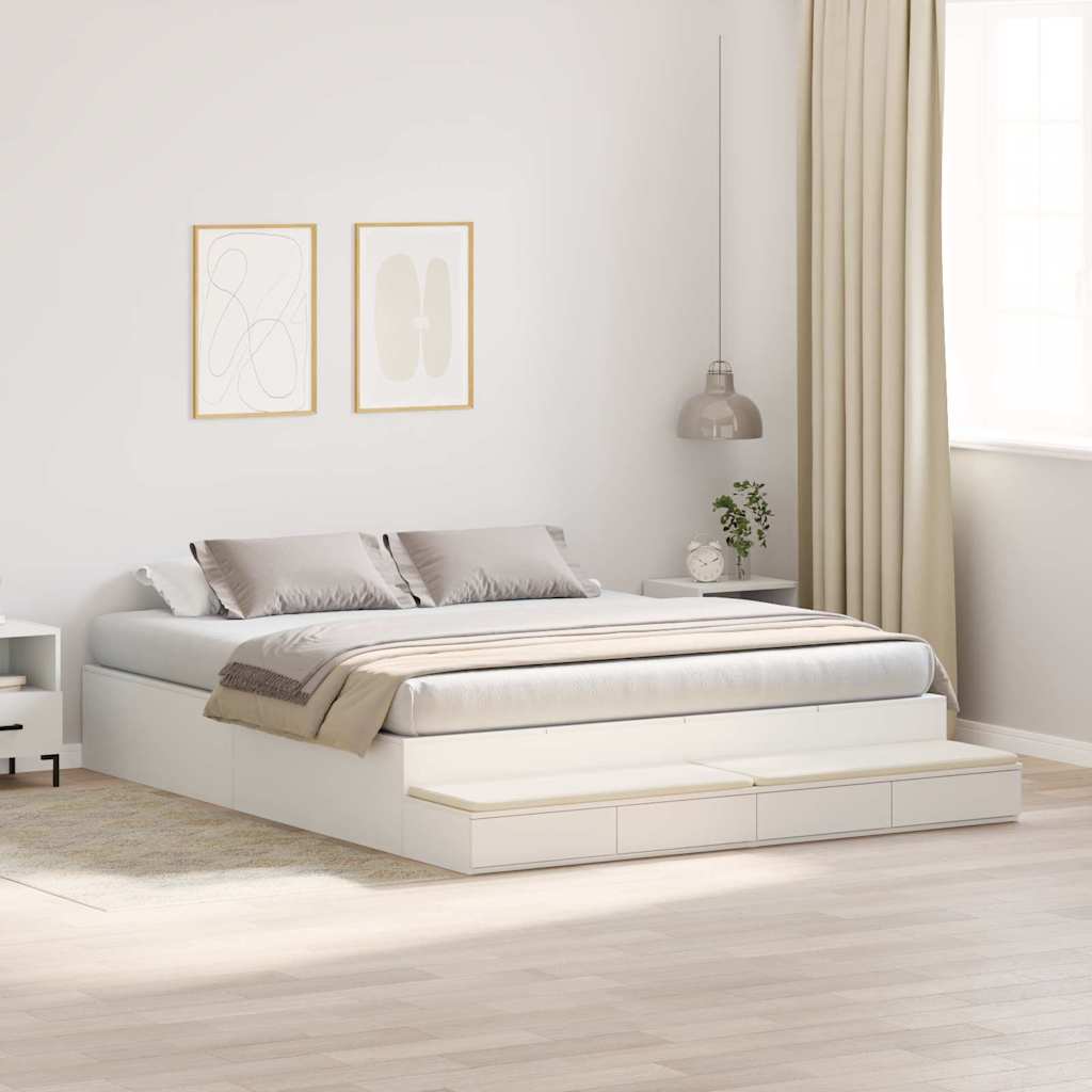 Struttura letto con contenitore Bianco 236.5 x 180 x 31.5 cm - homemem39