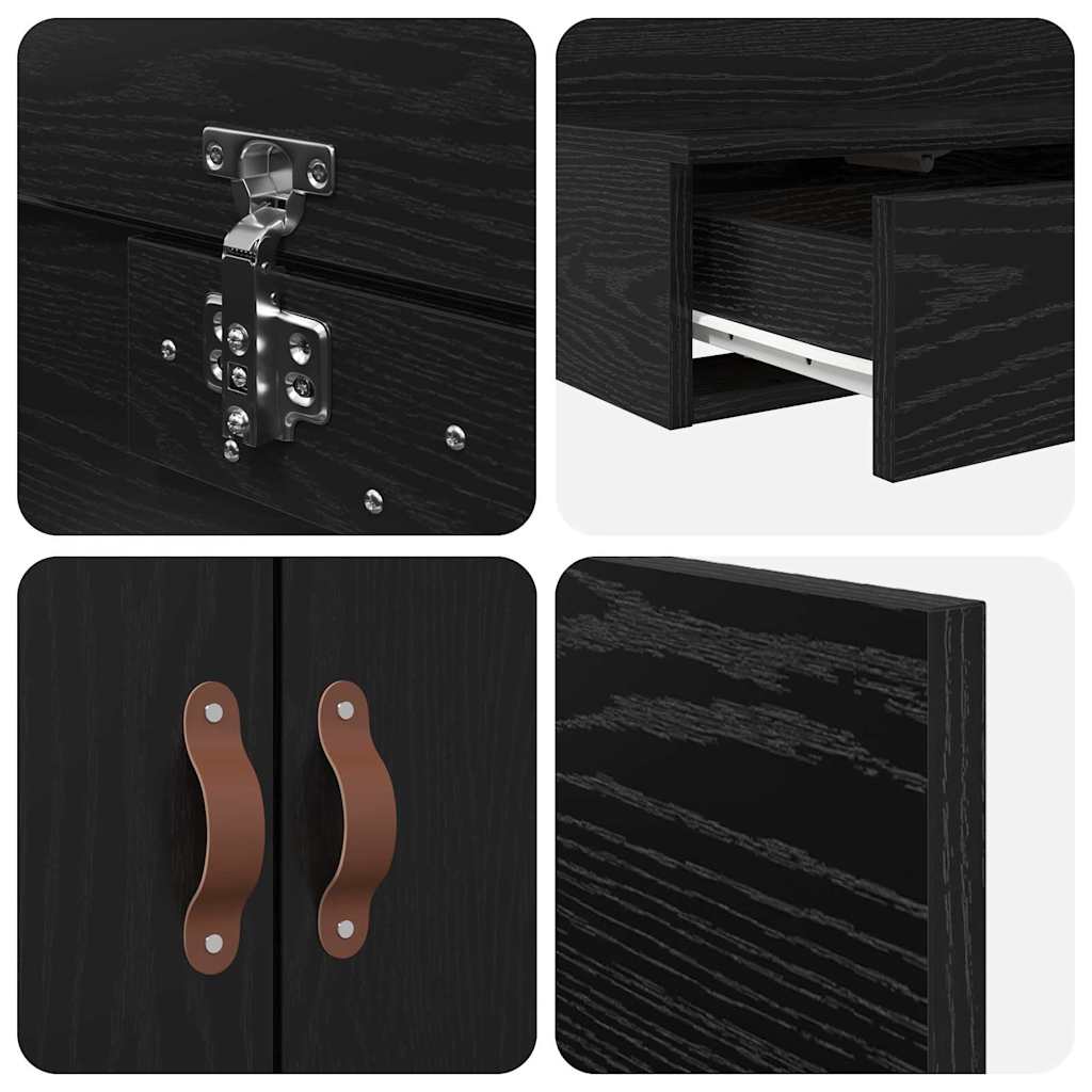 Struttura letto con contenitore con cassetto Rovere nero - homemem39