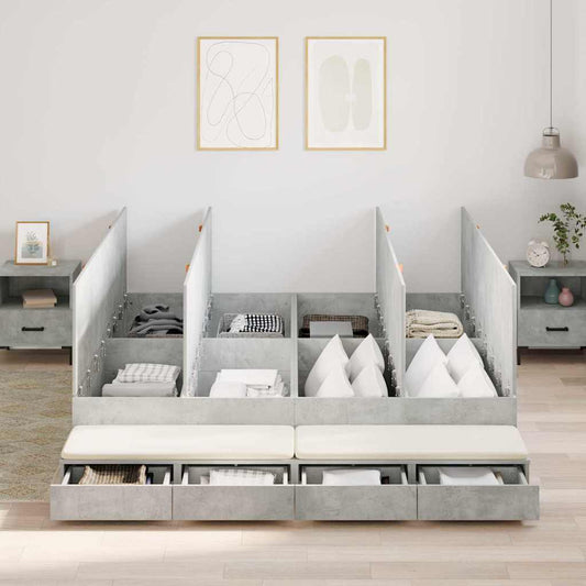 Struttura letto con contenitore con cassetto Grigio cemento - homemem39