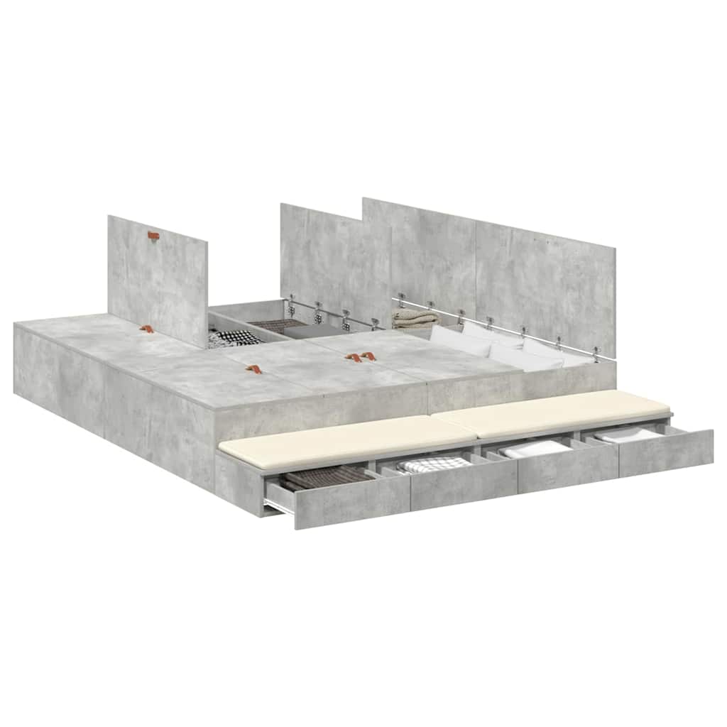 Struttura letto con contenitore con cassetto Grigio cemento - homemem39