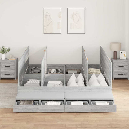 Struttura letto con contenitore con cassetto Grigio sonoma - homemem39