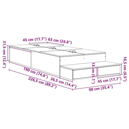 Struttura letto con contenitore Bianco 90 cm Legno multistrato