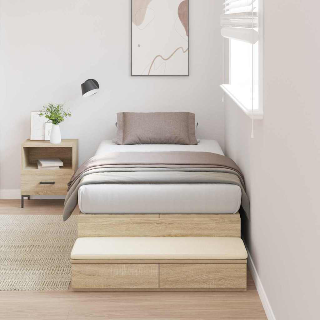 Struttura letto con contenitore Rovere Sonoma 90 cm