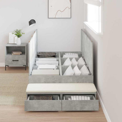 Struttura letto con contenitore Grigio cemento 90 cm