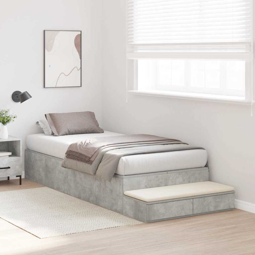 Struttura letto con contenitore Grigio cemento 90 cm