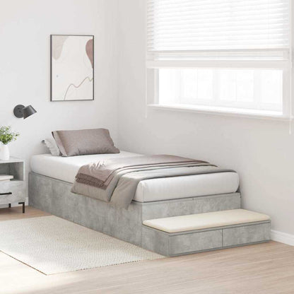 Struttura letto con contenitore Grigio cemento 90 cm