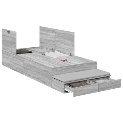 Struttura letto con contenitore Grigio Sonoma 90 cm | homemem39