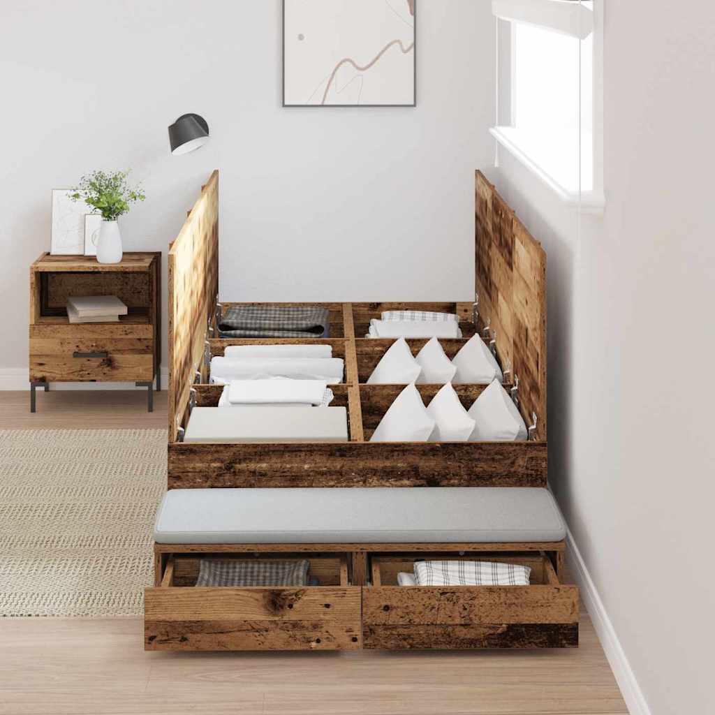 Struttura letto con contenitore Legno vecchio 90 cm | homemem39
