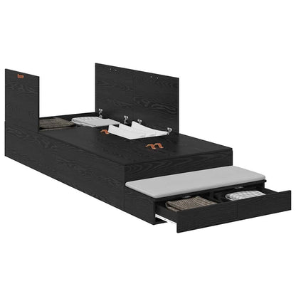 Struttura letto con contenitore con cassetto Rovere Nero 75 cm