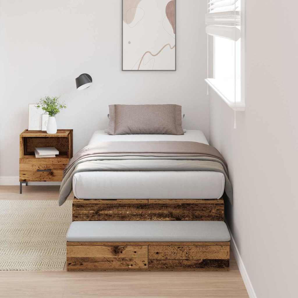 Struttura letto con contenitore con cassetto Legno vecchio - homemem39