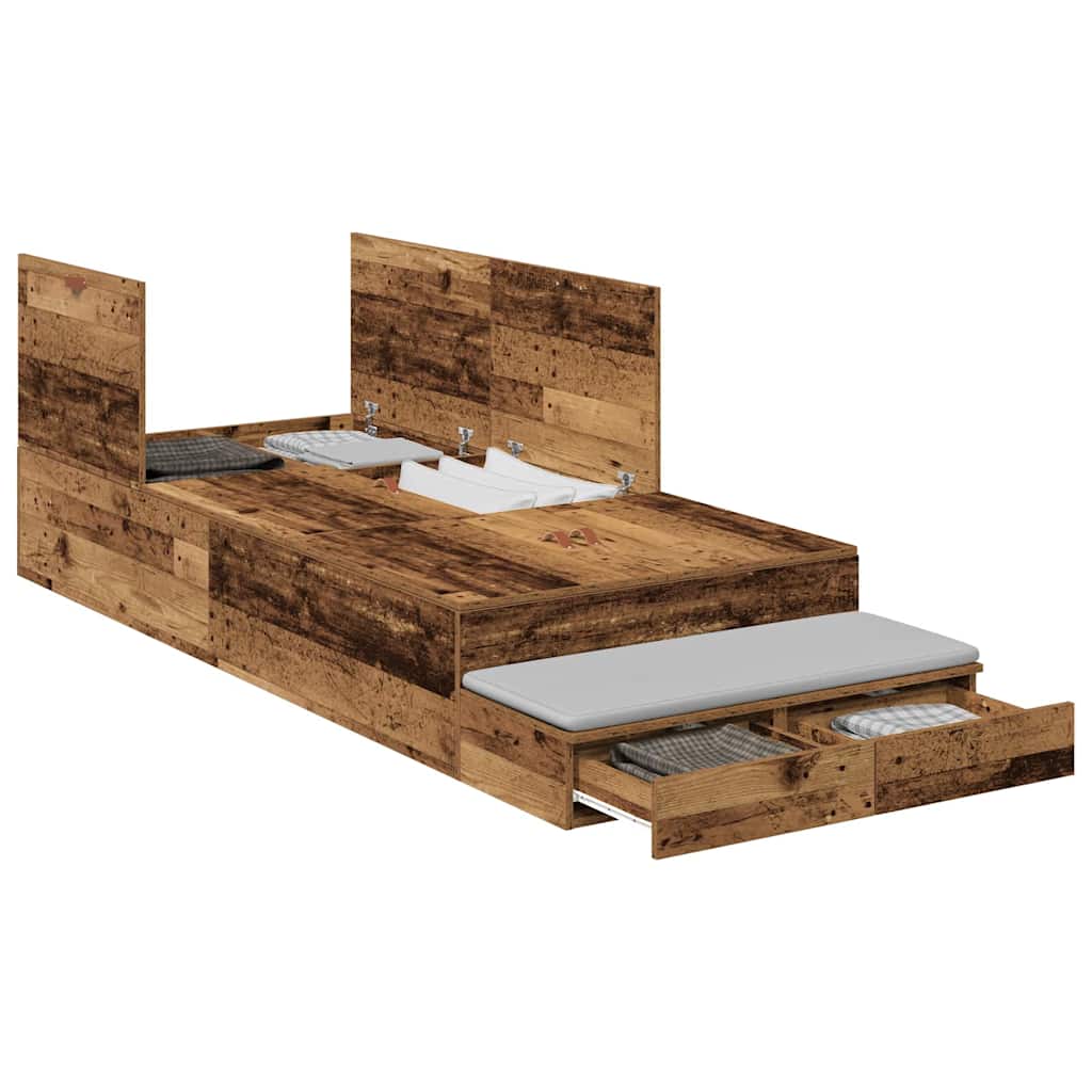 Struttura letto con contenitore con cassetto Legno vecchio - homemem39