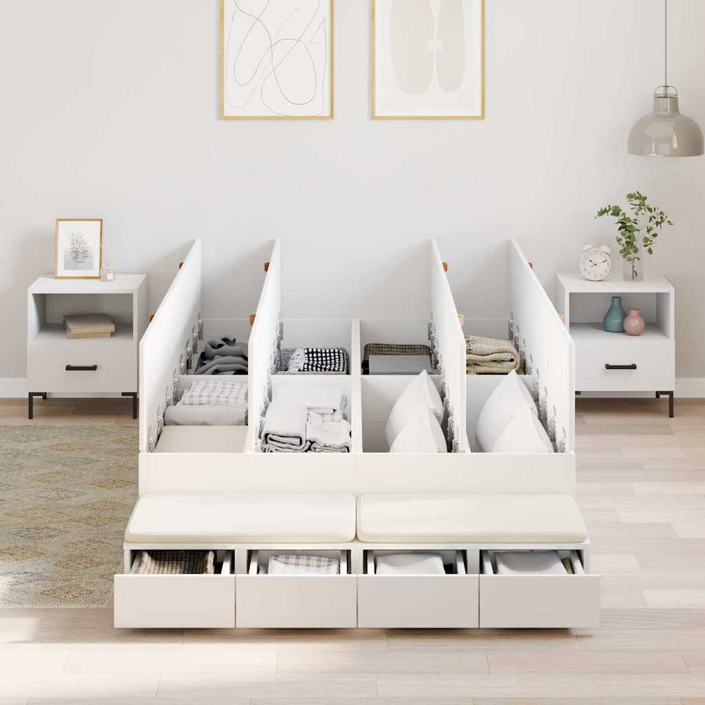 Struttura letto con contenitore Bianco 226.5 x 120 x 31.5 cm - homemem39