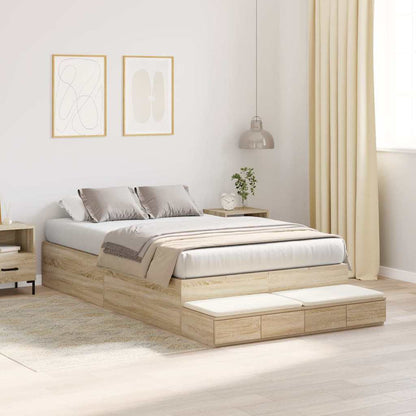 Struttura letto con contenitore con cassetto Rovere Sonoma - homemem39