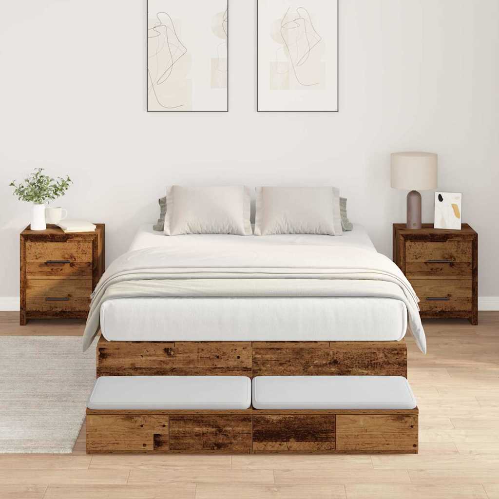 Struttura letto con contenitore Legno vecchio 120 cm