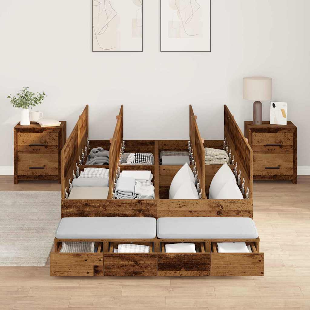 Struttura letto con contenitore Legno vecchio 120 cm