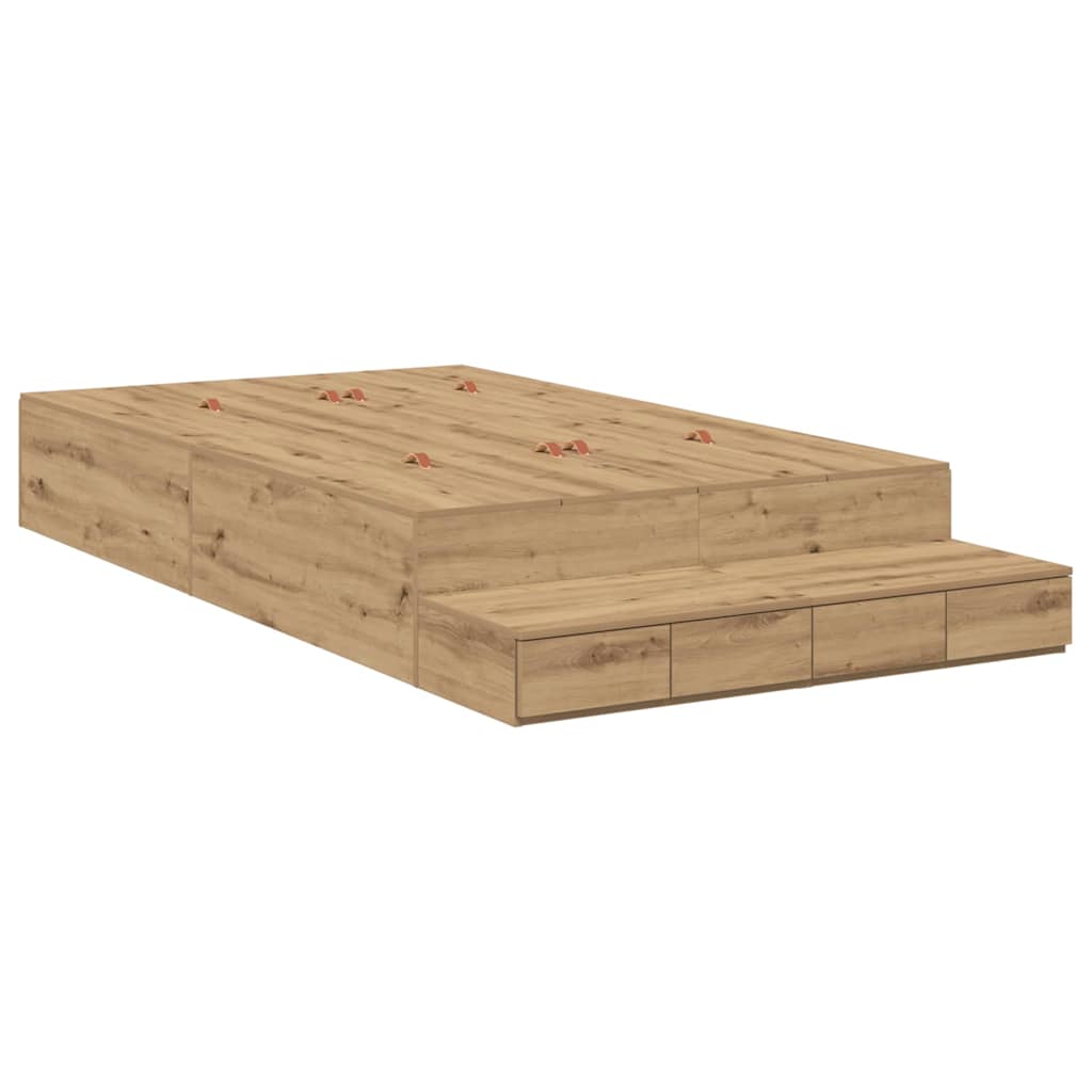 Struttura letto con contenitore Rovere artigianale 120 cm