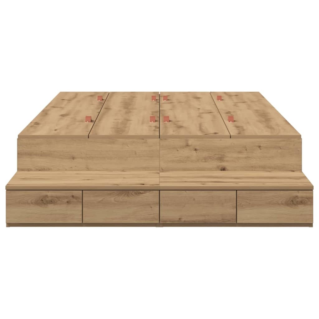 Struttura letto con contenitore Rovere artigianale 120 cm