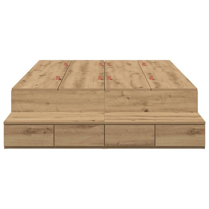 Struttura letto con contenitore Rovere artigianale 120 cm