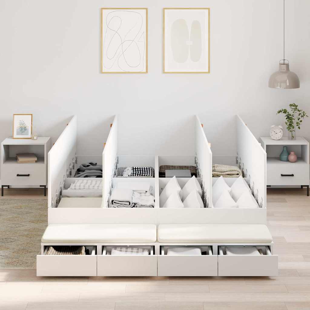 Struttura letto con contenitore Bianco 226.5 x 140 x 31.5 cm - homemem39
