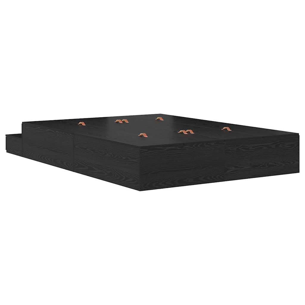 Struttura letto con contenitore con cassetto Rovere Nero 140 cm | homemem39