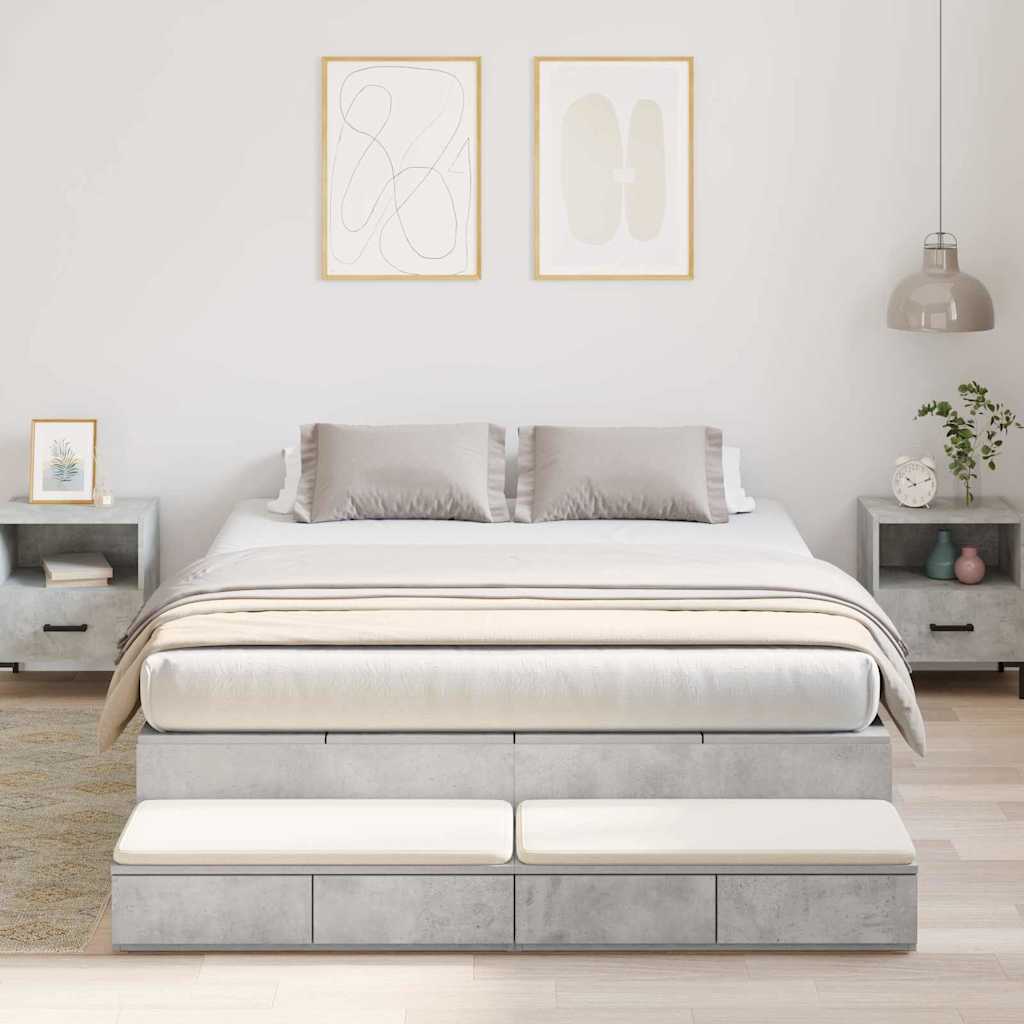 Struttura letto con contenitore con cassetto Grigio cemento - homemem39
