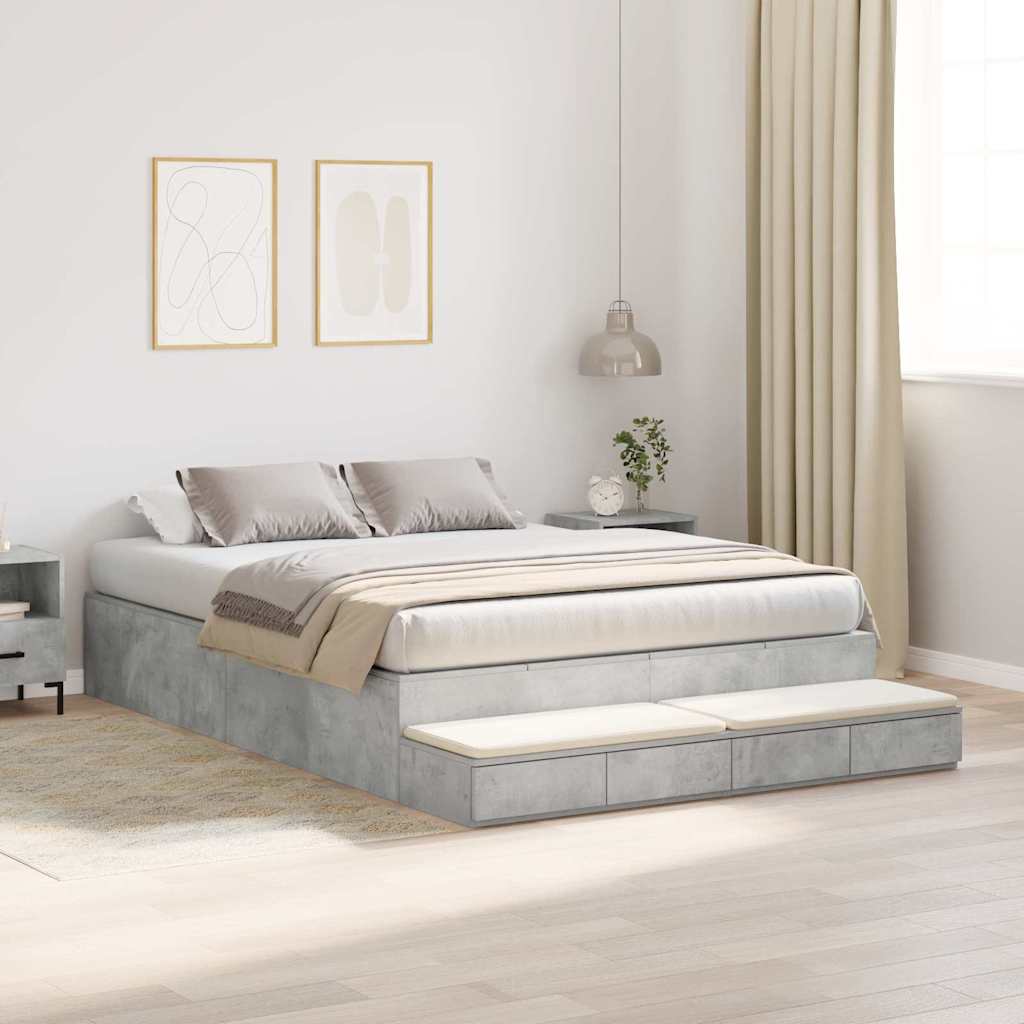 Struttura letto con contenitore con cassetto Grigio cemento - homemem39