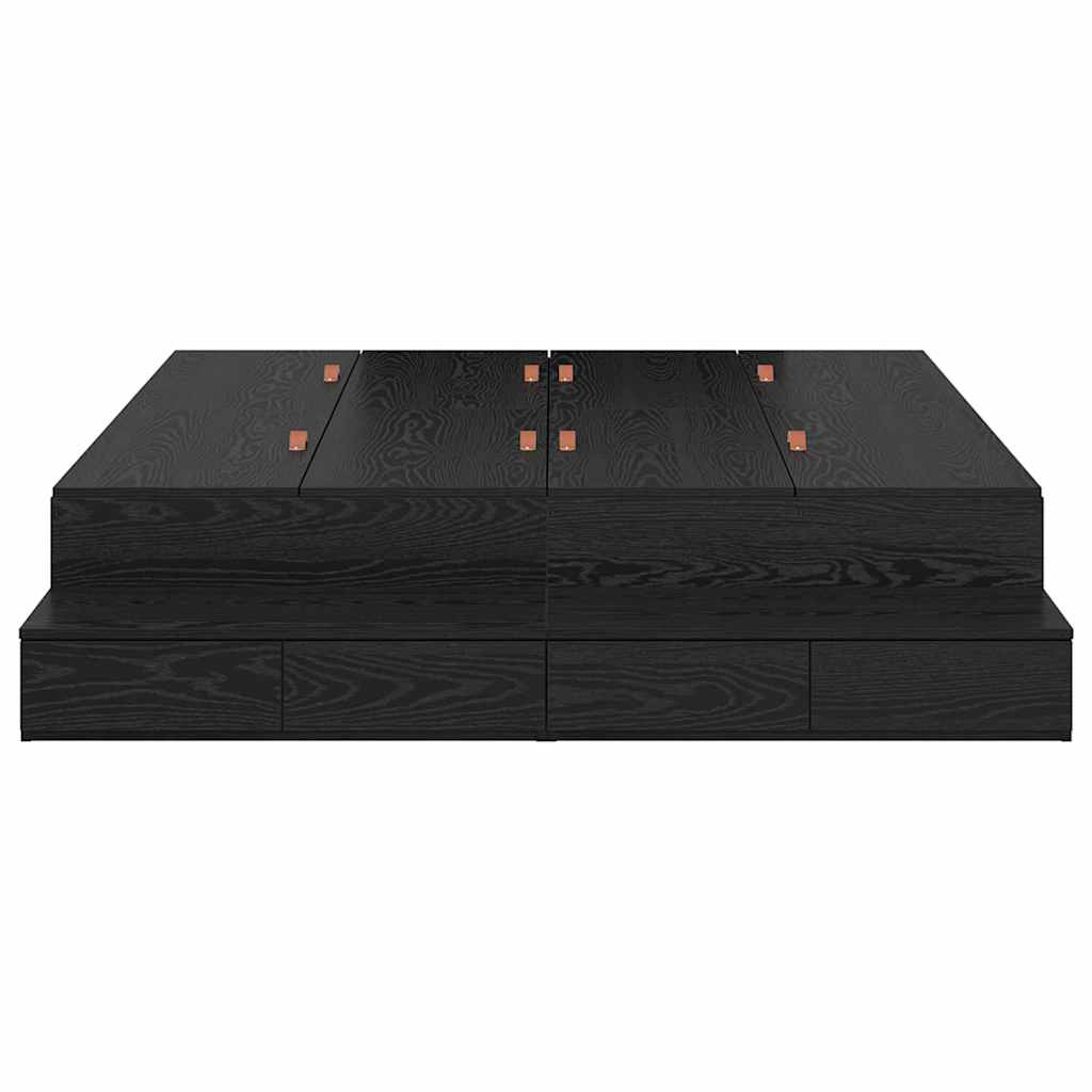 Struttura letto con contenitore con cassetto Rovere nero - homemem39