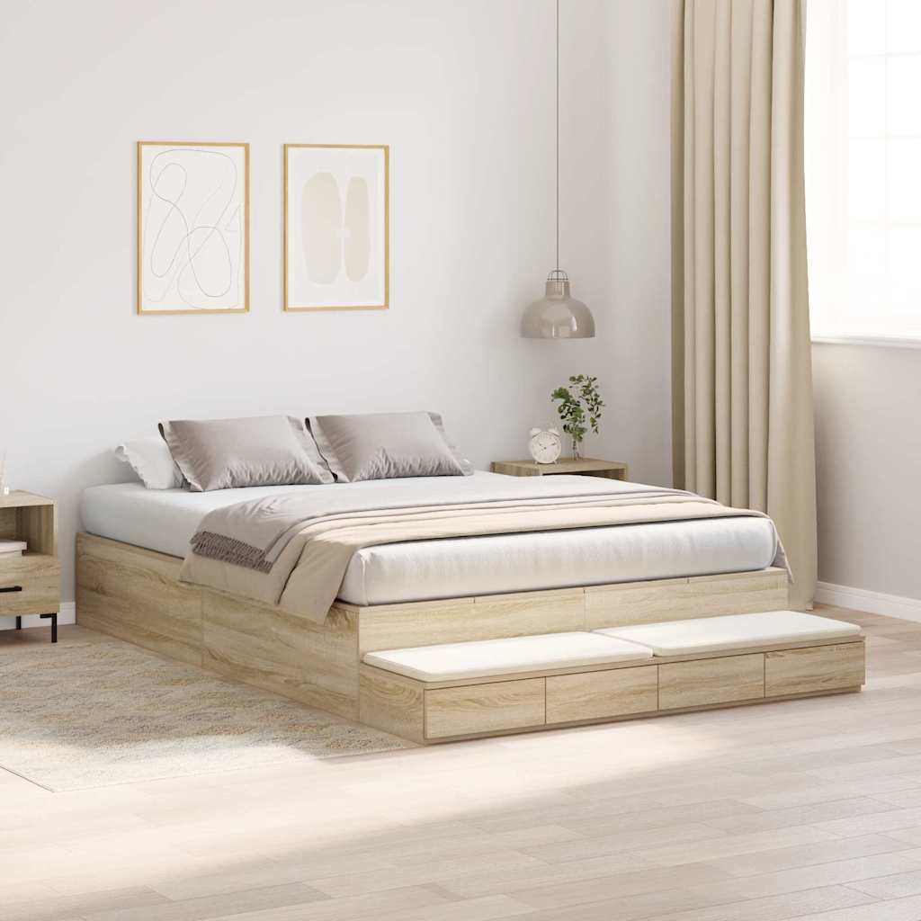 Struttura letto con contenitore con cassetto Rovere Sonoma - homemem39