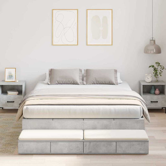 Struttura letto con contenitore con cassetto Grigio cemento - homemem39