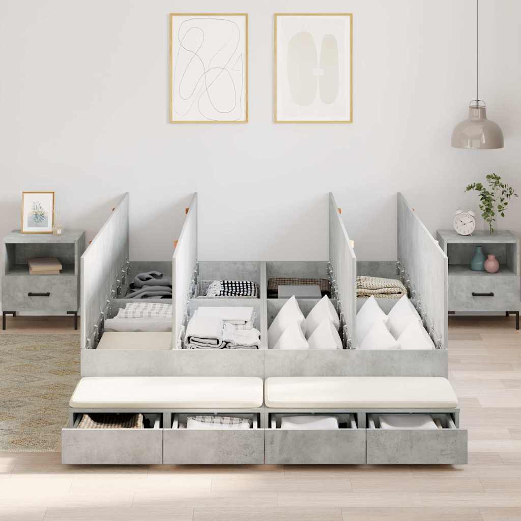 Struttura letto con contenitore con cassetto Grigio cemento - homemem39