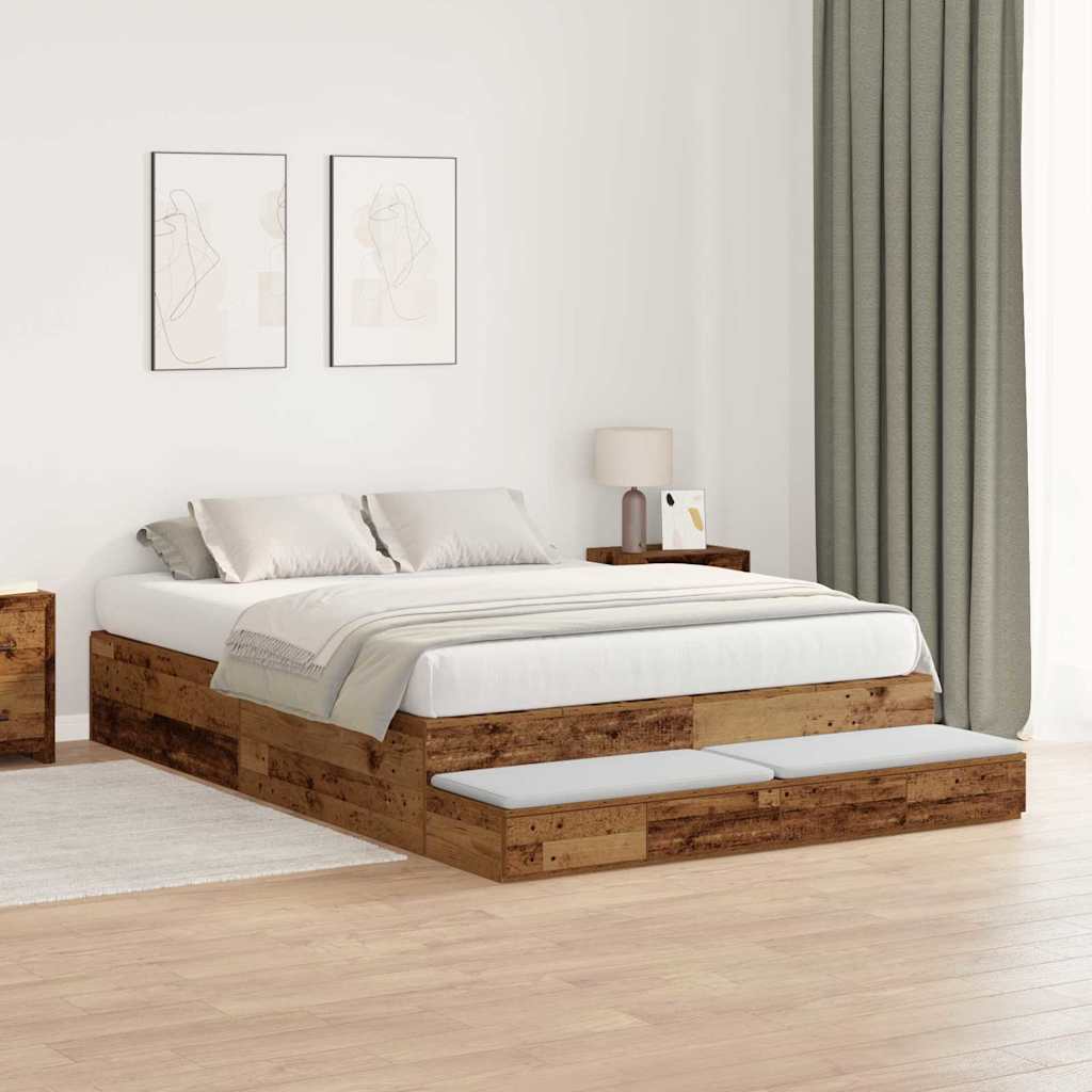 Struttura letto con contenitore Legno vecchio 135 cm | homemem39