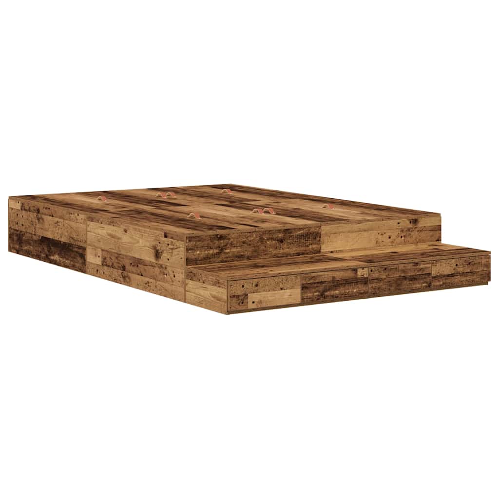 Struttura letto con contenitore con cassetto Legno vecchio - homemem39