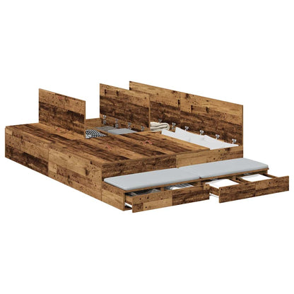 Struttura letto con contenitore Legno vecchio 135 cm | homemem39