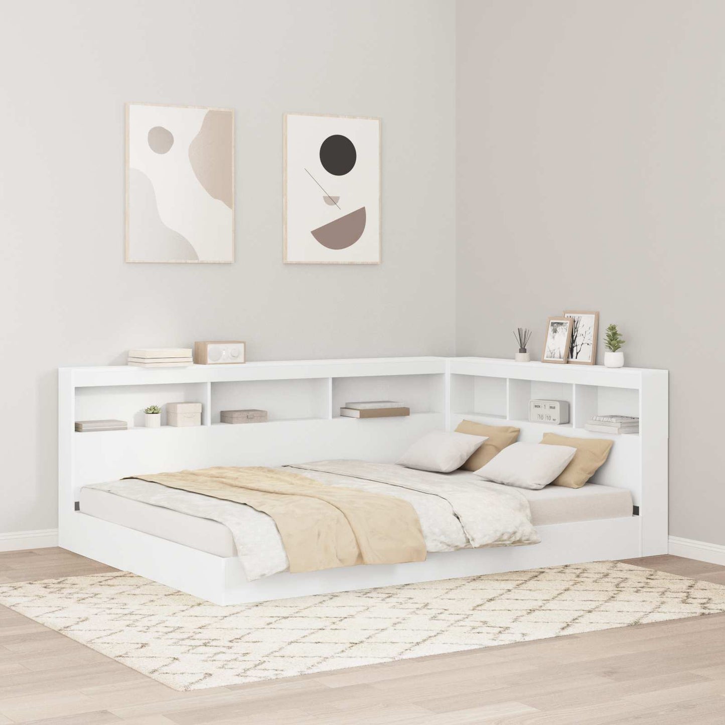 Letto Libreria Bianco 140 x 200 cm Legno multistrato | homemem39