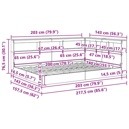 Letto Libreria Bianco 140 x 200 cm Legno multistrato | homemem39