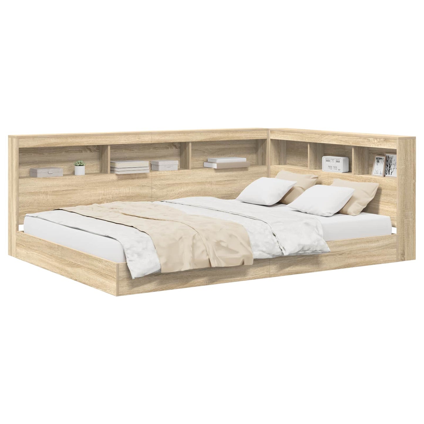 Letto Libreria rovere sonoma 160 x 200 cm Legno multistrato | homemem39