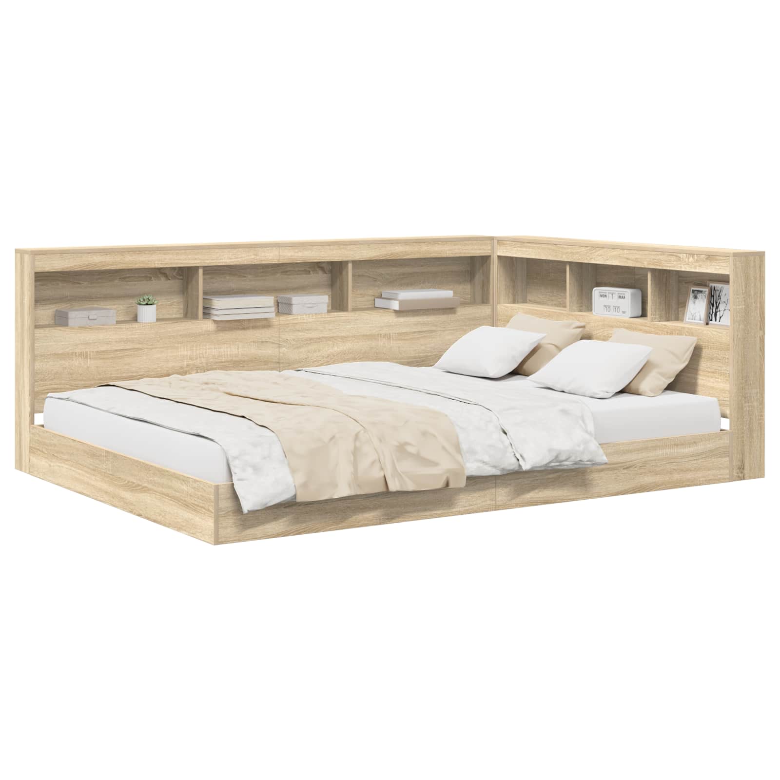Letto Libreria rovere sonoma 160 x 200 cm Legno multistrato | homemem39