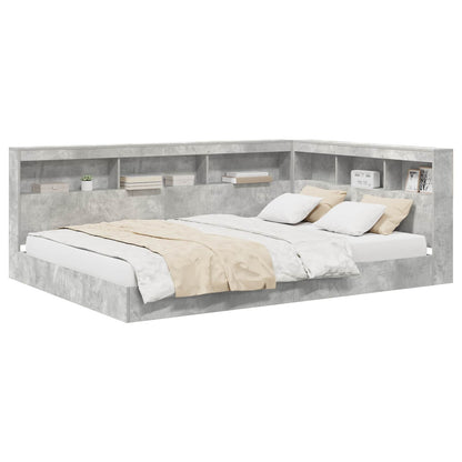 Letto Libreria Grigio cemento 160 x 200 cm Legno multistrato | homemem39